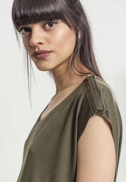 Actual product image Urban Classics Ladies Shoulder Zip HiLo Tee (XS)