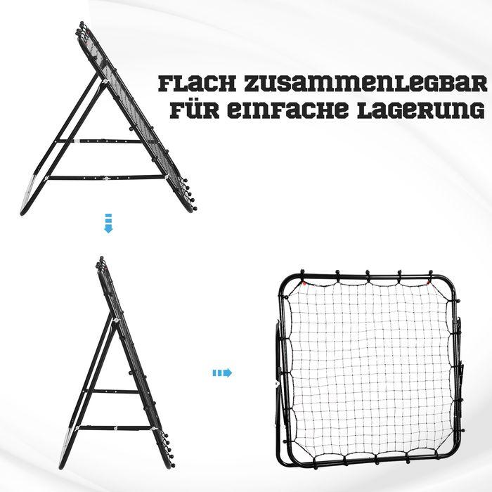 Produktbild Swisshandel24 Fussball Rebounder Kickback Tor Rückprallwand Netz, Metallrohr+PE Gewebe, 96 x 80 x 96 cm, Schwarz