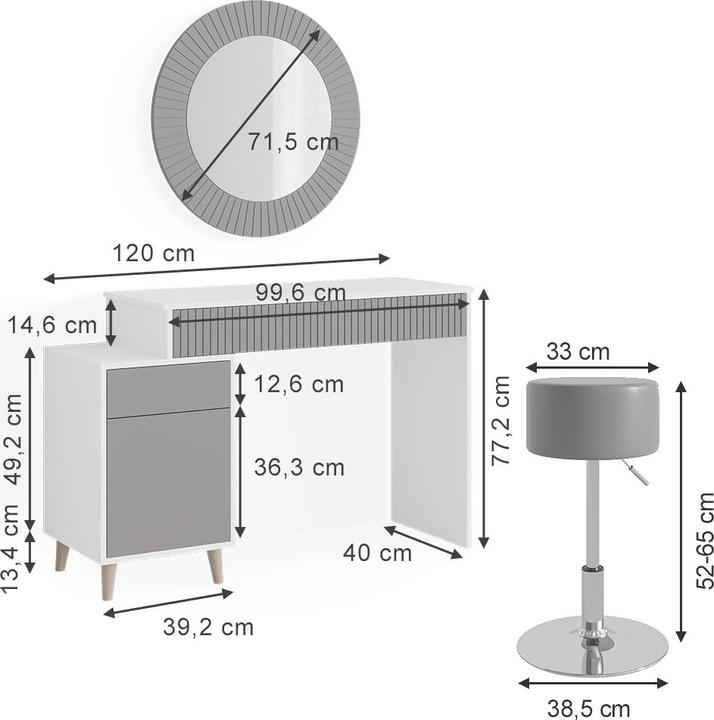 Produktbild Vicco Arles mit Hocker (120 x 77 x 40 cm)