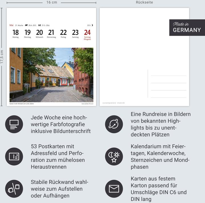 Produktbild Harenberg Schweden Sehnsuchtskalender 2026 - Wochenkalender mit 53 Postkarten (Deutsch)