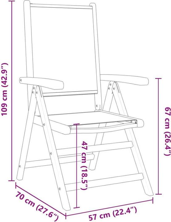 Produktbild VidaXL Gartenstühle Verstellbar 6 Stk. Stoff und