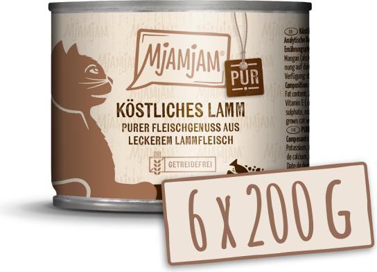 Produktbild Mjamjam Purer Fleischgenuss - köstliches Lamm pur (Adult, 6 Stk., 1200 g)