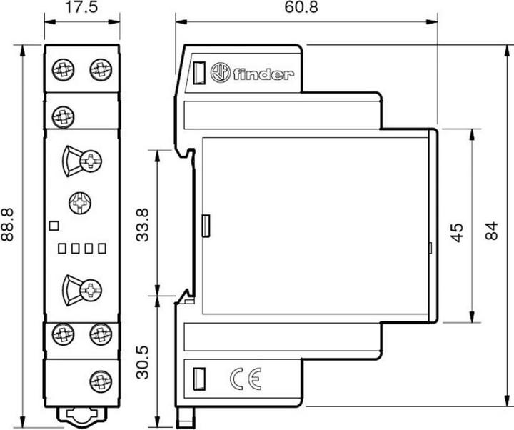 Immagine prodotto Finder Generatore di orologi asimmetrico 1W, 12-240VAC/DC, 16A 80.91.0.240.0000