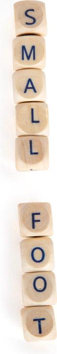 Actual product image small foot Place words (German, English, Swiss German, French, Italian)