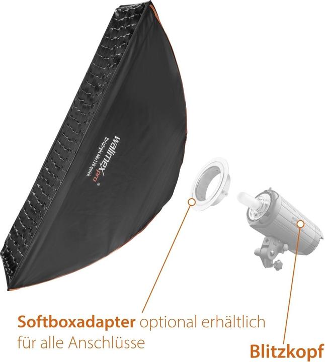 Image du produit Walimex pro pro Studio Line Striplight QA 40x120cm avec adaptateur pour boîte à lumière (Boîte à lumière, 40 cm)