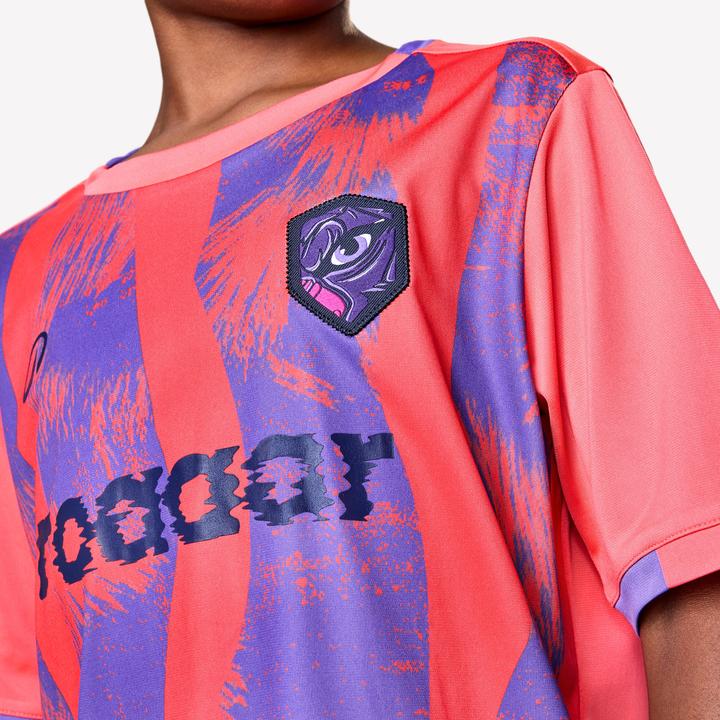 Kipsta Kinder Fussball Trikot kurzarm - VIRALTO Kids Roarrr Mandrill rot/violett (10, 11, 12)