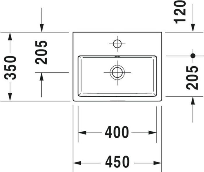 Produktbild Duravit Handwaschbecken VERO AIR m ÜL HLB 450x350mm ohne Hahnloch weiss (350 mm, 450 mm)