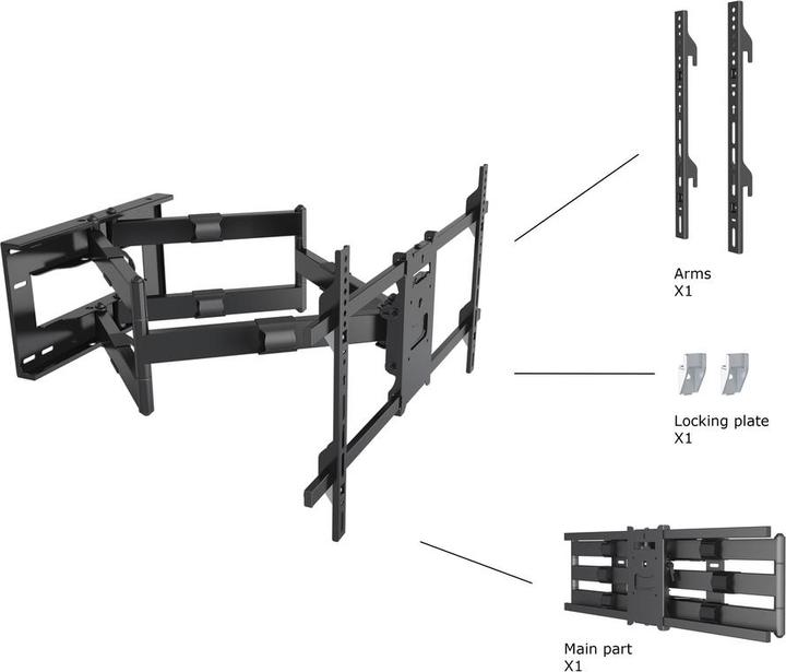 Actual product image Multibrackets Wall bracket 42"-90", black, metal, max 60 kg