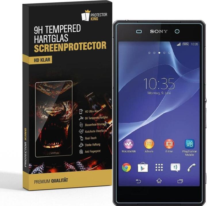 Actual product image Protectorking 1x real tempered 9H armoured glass 3D CLEAR (1 Piece, Sony Xperia Z2)