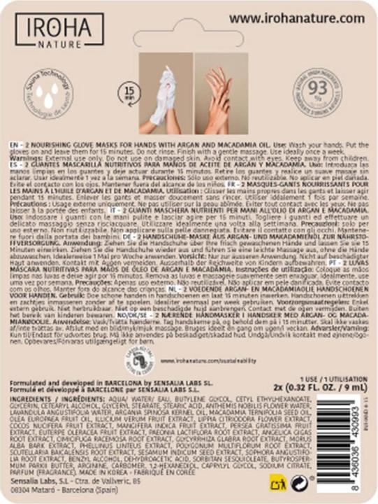 Immagine prodotto Iroha Nature Natura - Maschera per le mani Guanti nutrienti (18 ml)