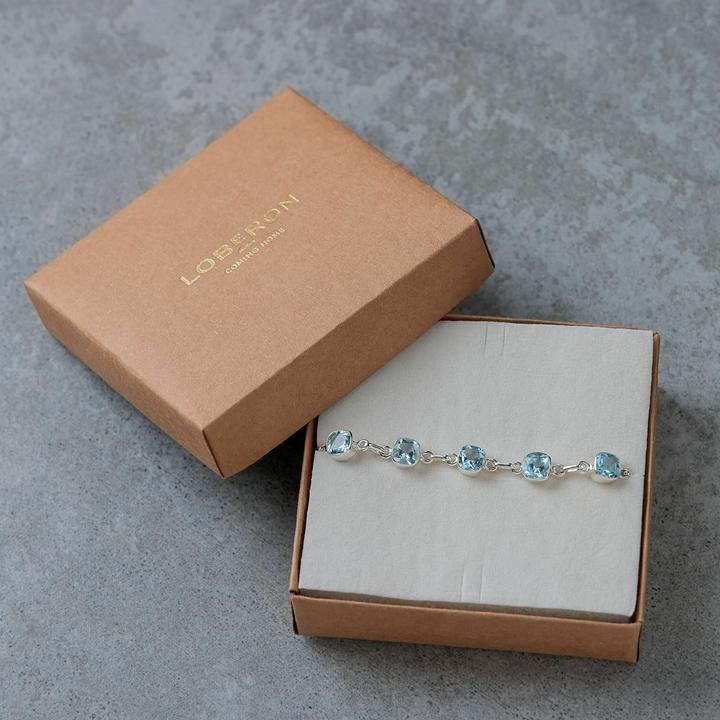 Image du produit Loberon Bracelet Lilianne argent/bleu (16 cm, Chaîne : argent sterling 925, Ornement : Pierre précieuse en topaze)