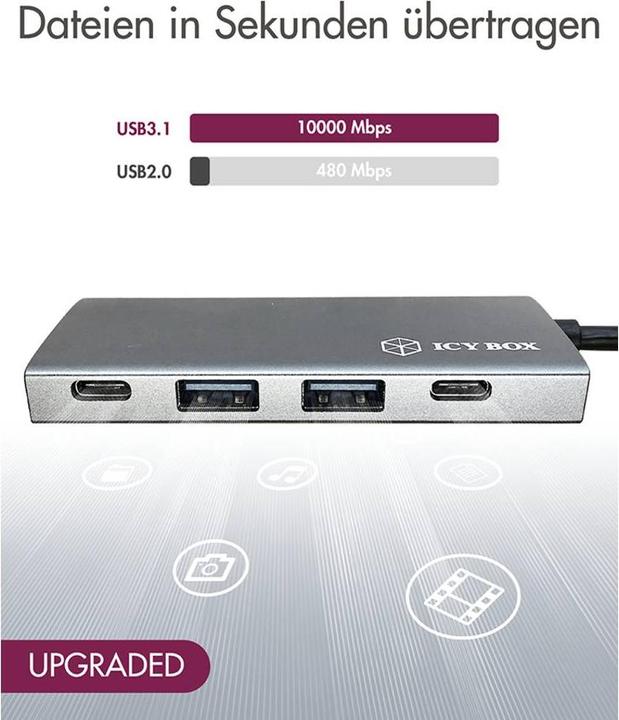 Actual product image Icy Box USB-Hub IB-HUB1428-C31 (USB-C, 4 Ports)