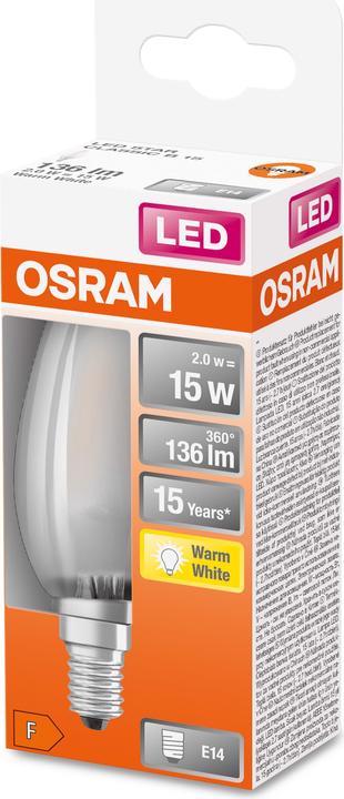 Actual product image Osram LEDSCLB15 1.5W/827 230VGLFR E1410X1OSRAM (E14, 1.50 W, 136 lm, 6 x, F)