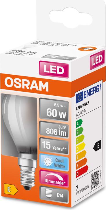 Actual product image Osram Led Retrofit Classic P (E14, 6.50 W, 806 lm, 1 x, E)