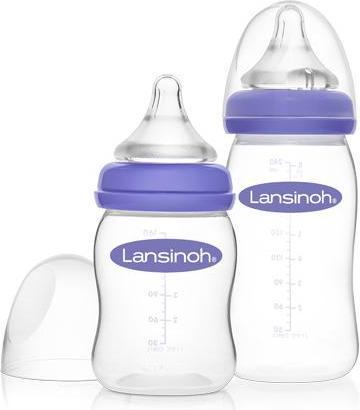 Lansinoh Wide-neck bottle with NaturalWave teat (240 ml)