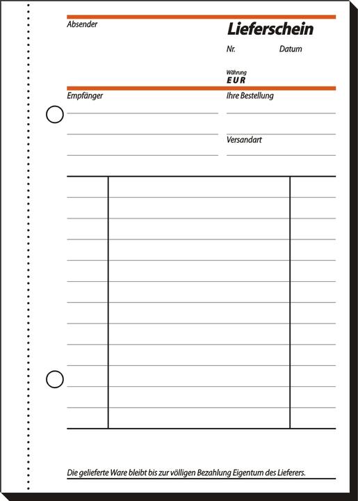 Nutritional values and ingredients Sigel Form book "Delivery note with receipt", A6, SD (40 x)