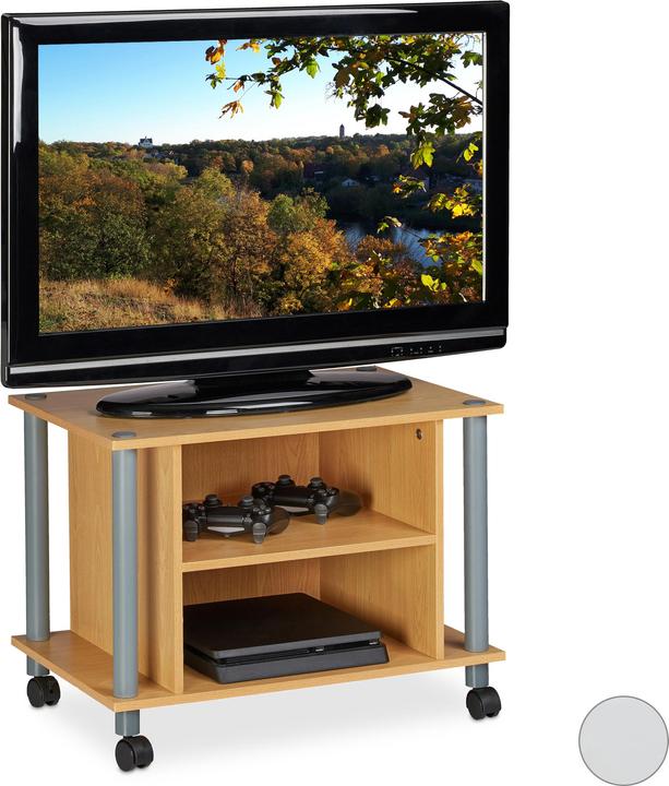 Immagine prodotto Relaxdays Mobile tv con ruote e 2 ripiani (60 x 40 x 45 cm)