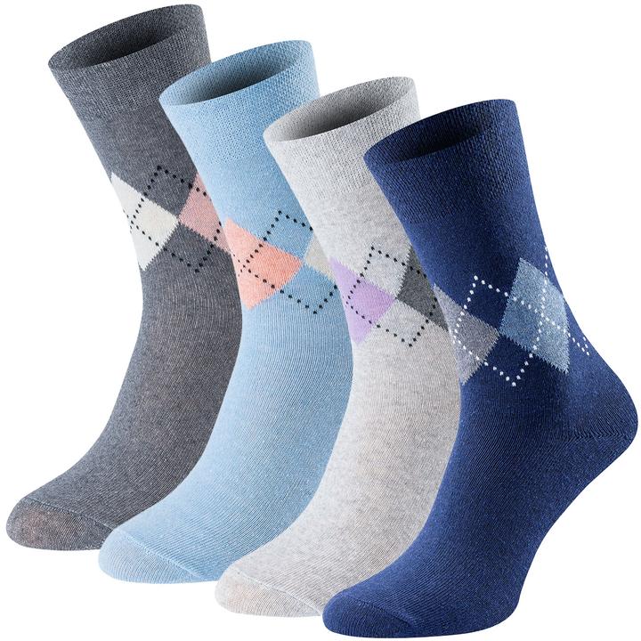 Casativo Socken Karo-Muster für Damen (4er Pack, 39 - 42)