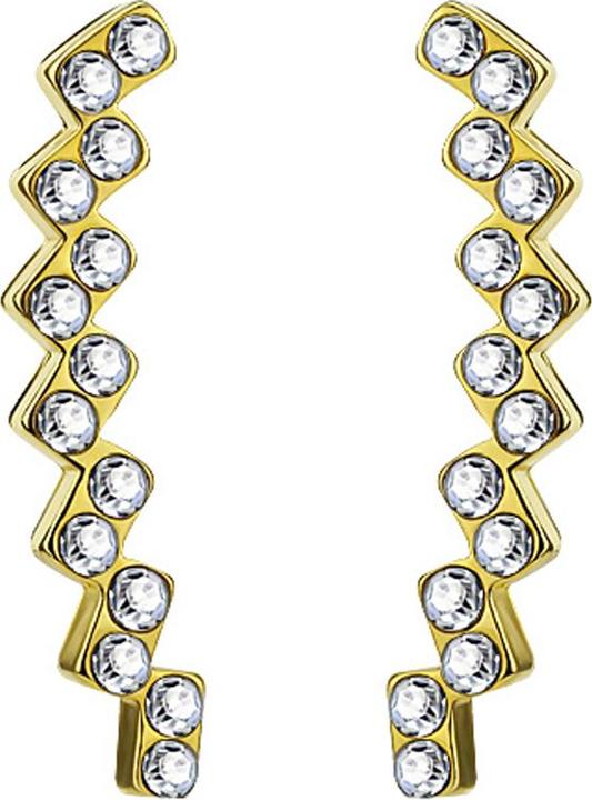 Star Piercing Ohrring Ear Climber vergoldet mit quadraten und Kristall (Messing)
