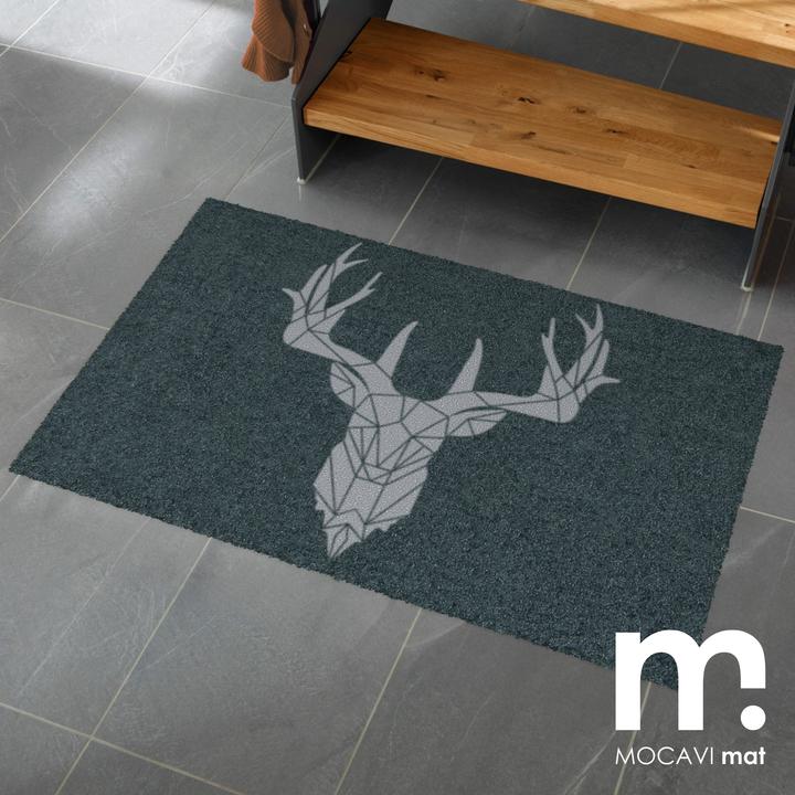 Image du produit Mocavi Cerf moderne, anthracite, motif campagnard, tapis de chasse (45 x 70 cm)