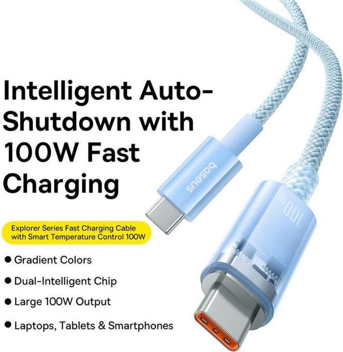 Produktbild Baseus Cable cabel Type C to Type C PD 6A 100W Explorer P10319703311-00 / CB000043 1 m blue (1 m, 100 W)