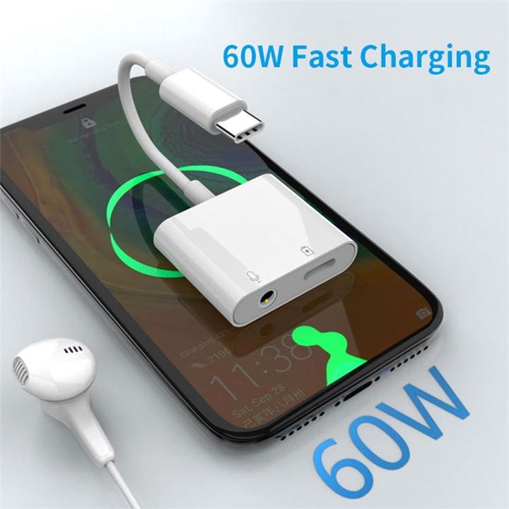 Produktbild Deltalabs USB C Adapter 3.5mm Audio + Lade Splitter 60W Power Delivery (3.5mm Buchse, USB Typ C)