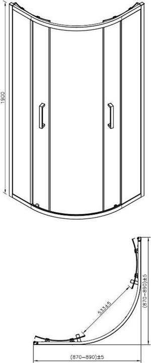 Produktbild Masterjero SHOWER ENCLOSURE B-251B BLACK 90X90 NOTR (44 cm, 14 cm)