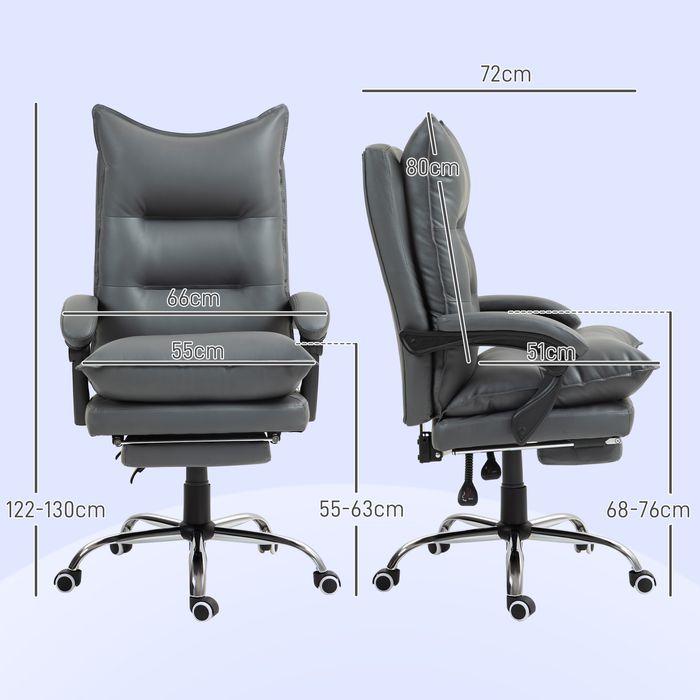 Immagine prodotto Swisshandel24 Bürostuhl mit Liegefunktion, ergonomisch Schreibtischstuhl Drehstuhl Dunkelgrau