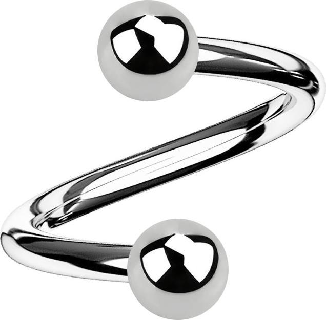Star Piercing Spirale silber mit zwei Kugeln (Chirurgenstahl 316L, ohne Messing)