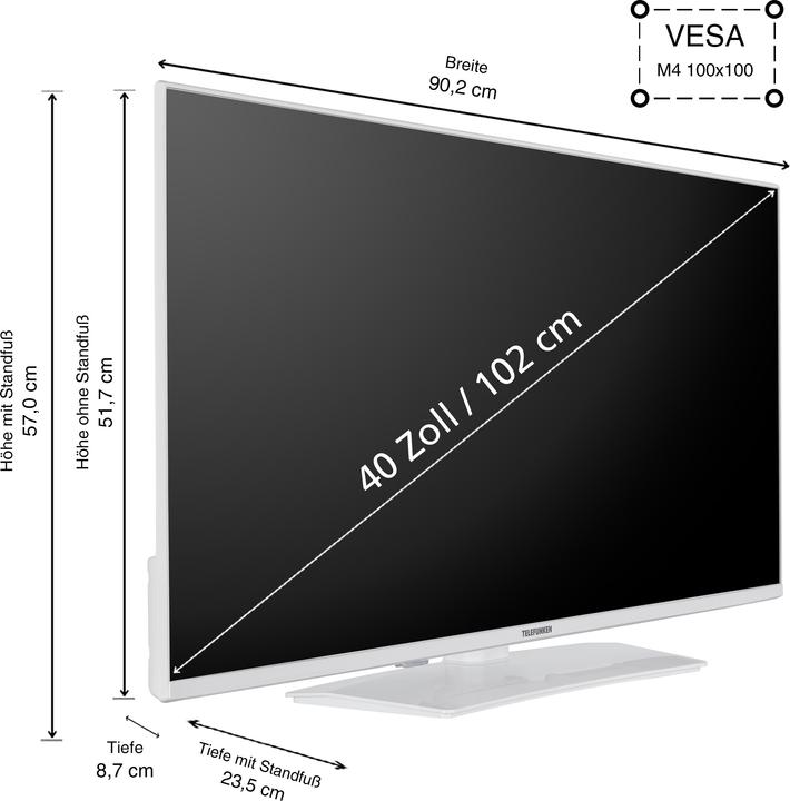 Produktbild Telefunken Fernseher 40 Zoll Smart TV VIDAA XF40VP750M-W Full HD Fernseher HDR TV mit Triple-Tuner (40", LED, Full HD, 2025)