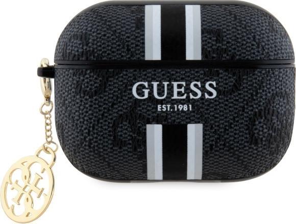Actual product image Guess GUAP2P4RPSK AirPods Pro 2 (2022/2023) cover czarny/black 4G Printed Stripes Charm (Headphone bag)