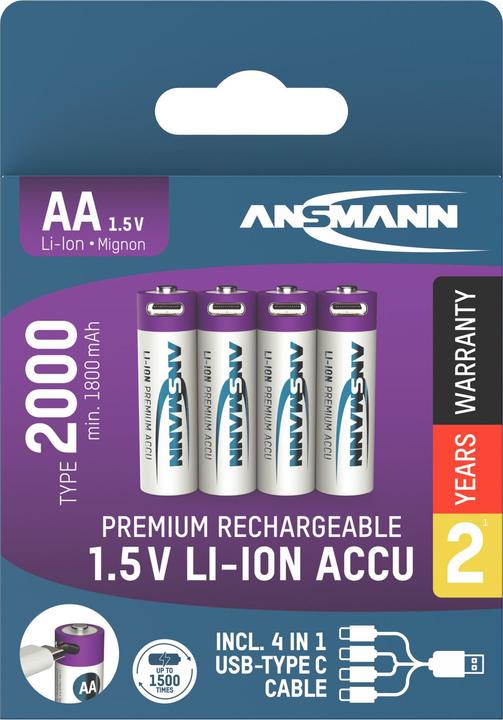 Actual product image Ansmann Li-Ion Premium battery (4 pcs., AA, 1800 mAh)