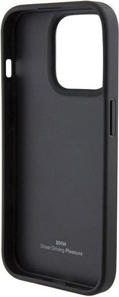 Actual product image BMW BMHCP15X22RDPK iPhone 15 Pro Max 6.7" czarny/black hardcase Leather Textured & Stripe (Apple iPhone 15 Pro Max)