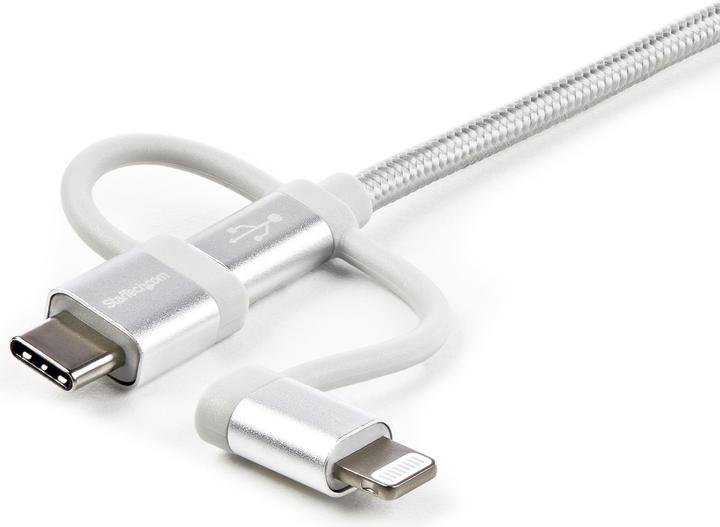 Actual product image StarTech USB Lightning Cable - USB-C Micro-B Charging Cable - 1m - braided - Silver - USB to Lightning (1 m, USB 2.0)