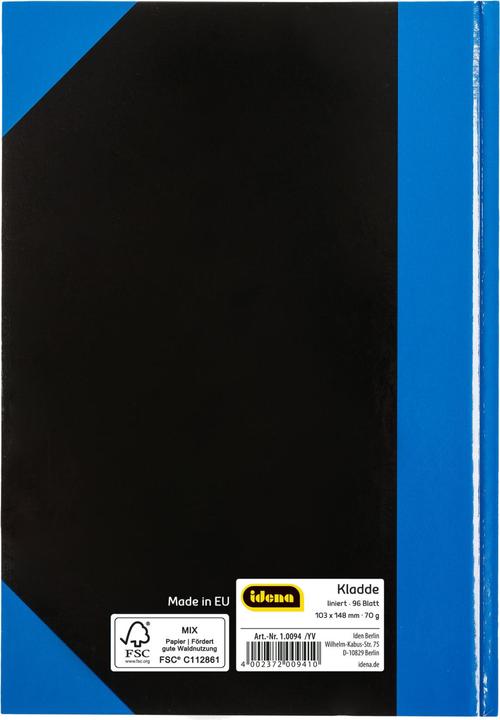 Produktbild Idena Kladde A6 liniert schwarz blau FSC-Mix (A6, Liniert, Harter Einband)