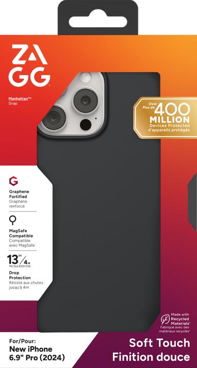 Actual product image Zagg Manhattan Snap MagSafe Case for iPhone 16 Pro Max - Black (Apple iPhone 16 Pro Max)