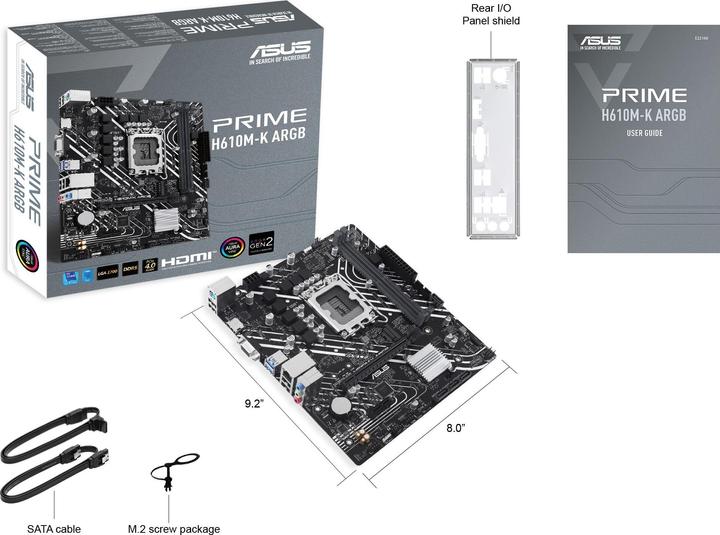 Produktbild ASUS Prime H610M-K ARGB (LGA 1700, Intel H610, mATX)