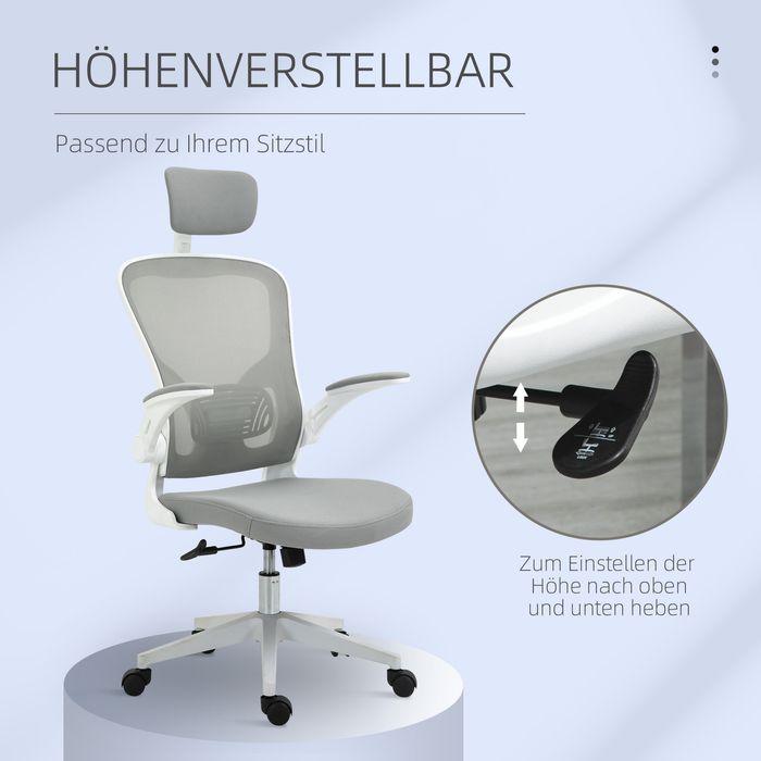 Actual product image Swisshandel24 Office chair ergonomic with rocking function lumbar support fold-up arm home office grey