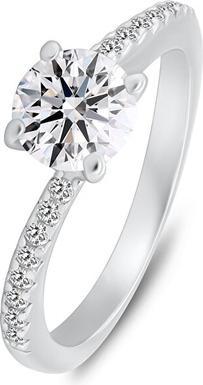 Brilio Silver - Silver engagement ring with clear zircons RI138W - Circuit: 56 mm (56)