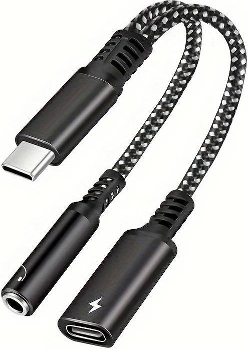 Actual product image PhoneLook Adaptateur audio 2 en 1 USB-C vers jack 3.5mm + USB-C 30W Fast Charge (3.5mm jack, USB Type C)