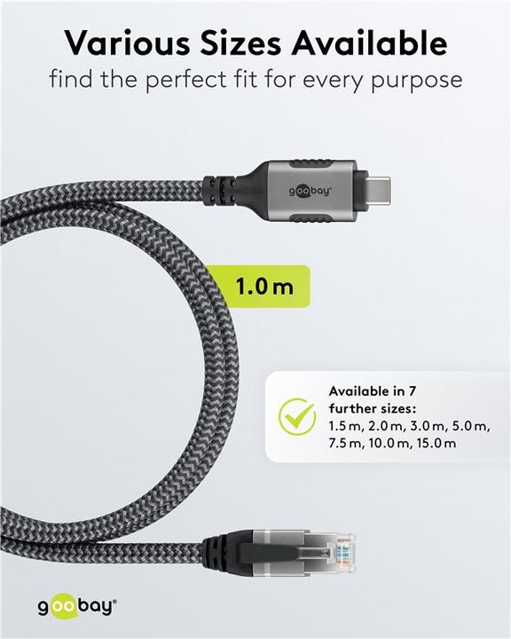 Immagine prodotto Goobay Cavo Ethernet da USB-C a RJ45, 1 m (RJ45, USB-C, RJ45 (1x))