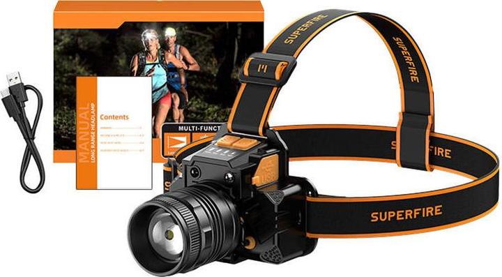Actual product image Superfire Headlight HL58, 350lm, USB (350 lm)
