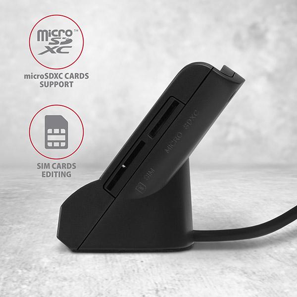 Produktbild Axagon CRE-SM2 USB Smart Card und SD/microSD/SIM Card Reader - USB 2.0 (USB 2.0)
