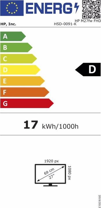 Energy Label HP M27fw (1920 x 1080 pixels, 27")