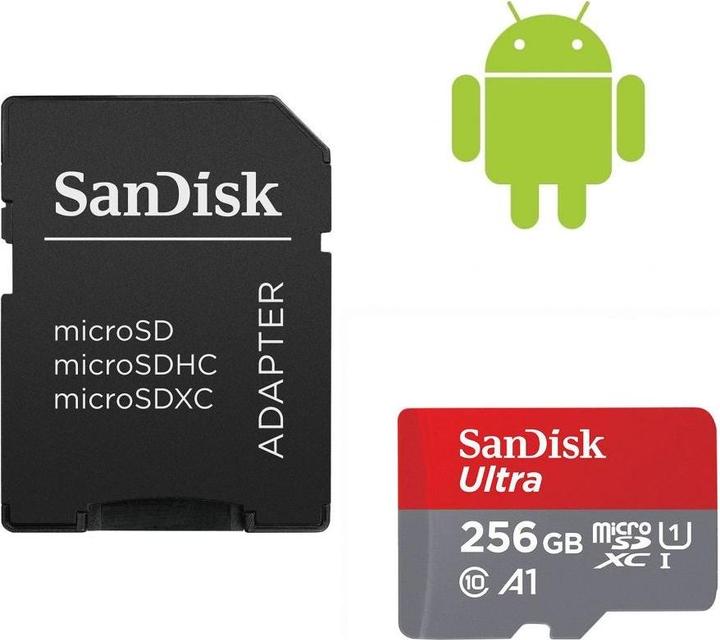 Produktbild SanDisk Ultra mit Adapter (256 GB, microSDXC, U1, UHS-I)