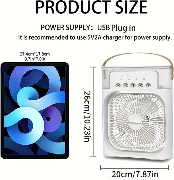 Actual product image PhoneLook USB Ventilator mit Nebelfunktion, multifunktional, 6 einstellbare Sprühmodi und Aromadiffusor