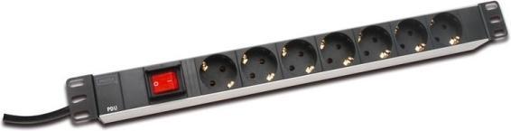 Digitus aluminium outlet strip with switch, 7 safety (7 x, 2 m)