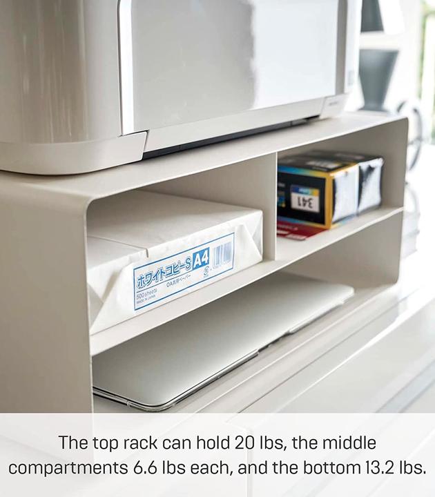 Actual product image Yamazaki Tower Printer Station, White (48 x 37 x 19 cm)