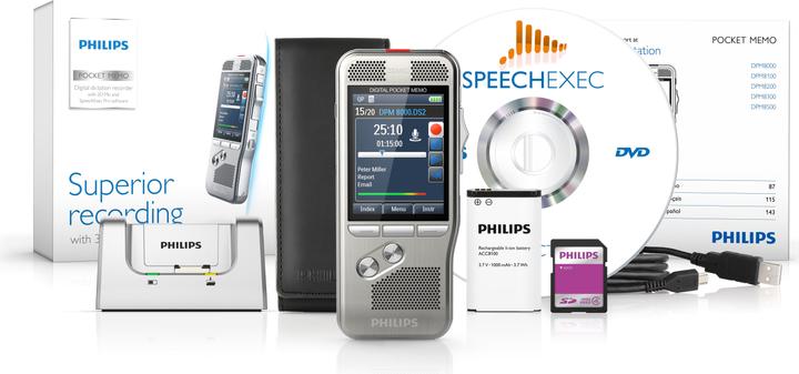 Produktbild Philips DPM8000 Pocket Memo (inkl. Software, internationaler Schiebeschalter) (4 GB)