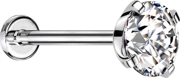Produktbild Star Piercing Micro Threadless Labret silber mit Kristall silber gefasst (Chirurgenstahl 316L, ohne Messing)